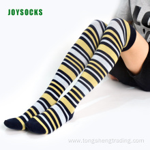 over knee striped color cotton fashion lady's socks